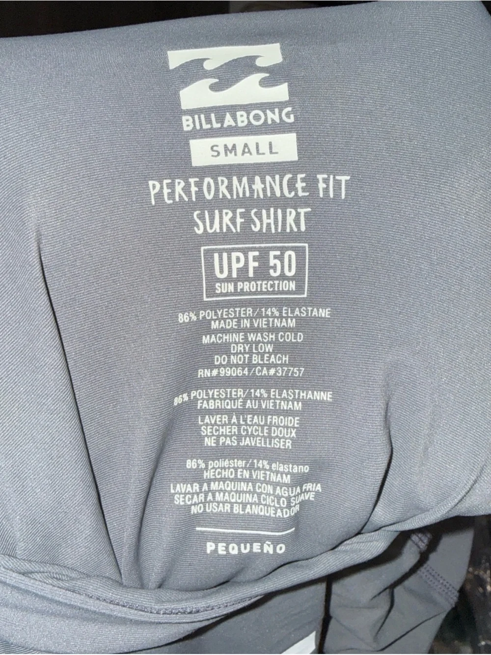 Billabong Men's Long Sleeve Gray Performance Rash Guard